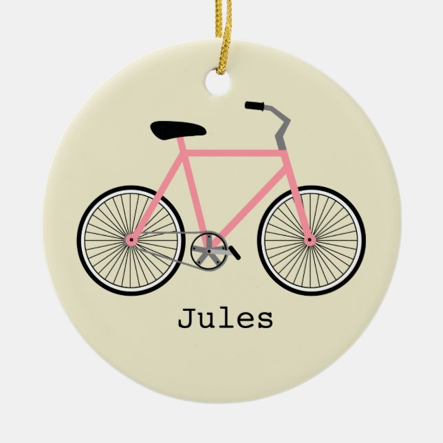 Pink Bicycle Personalised Ornament (Front)