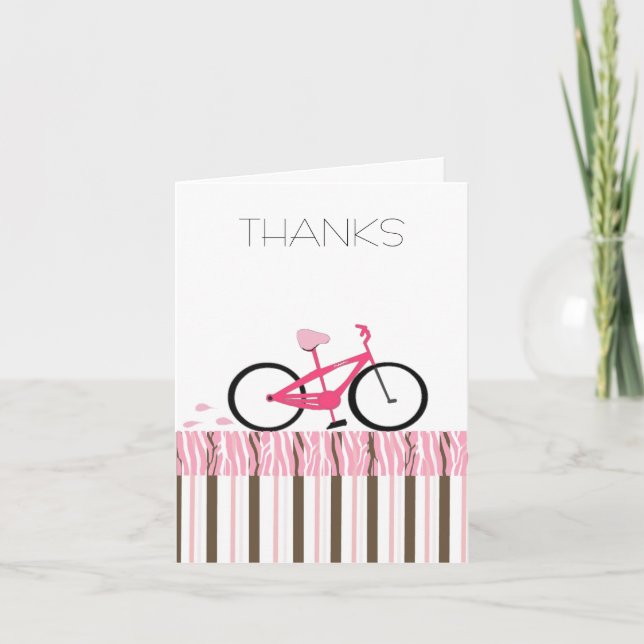 Pink Bicycle Thank You Card (Front)