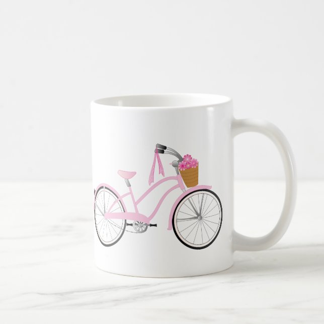 Pink Bicycle with Streamers Coffee Mug (Right)