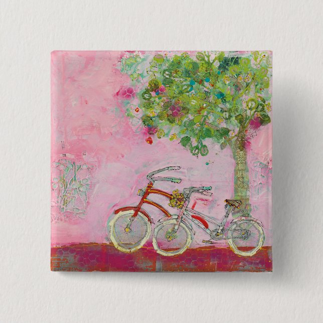 Pink Bicycles 15 Cm Square Badge (Front)