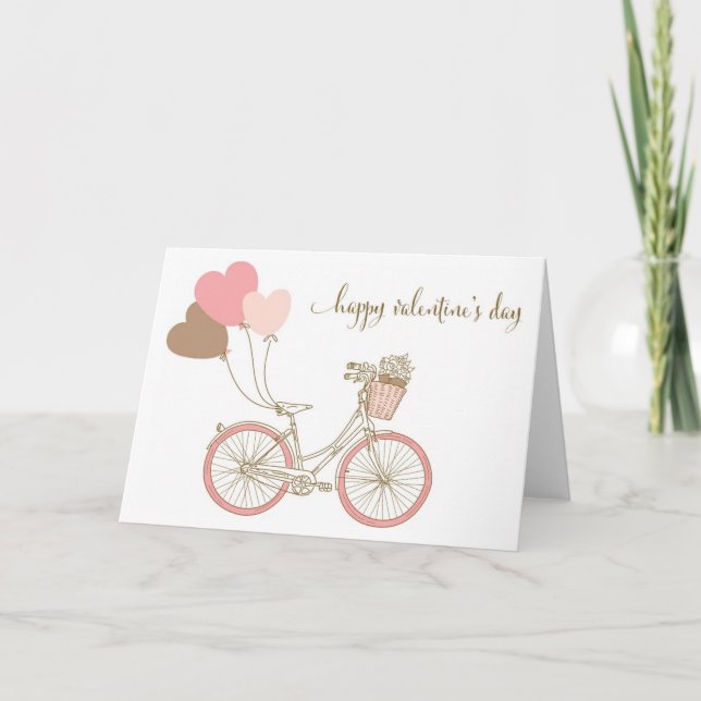 PINK BICYCLES AND BALLOONS VALENTINE'S DAY CARD (Front)