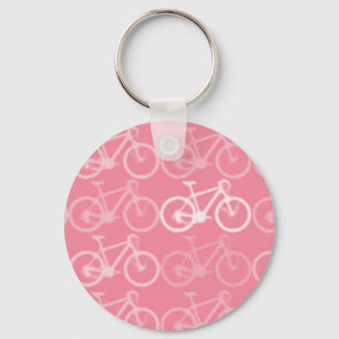 pink bicycles pattern key ring