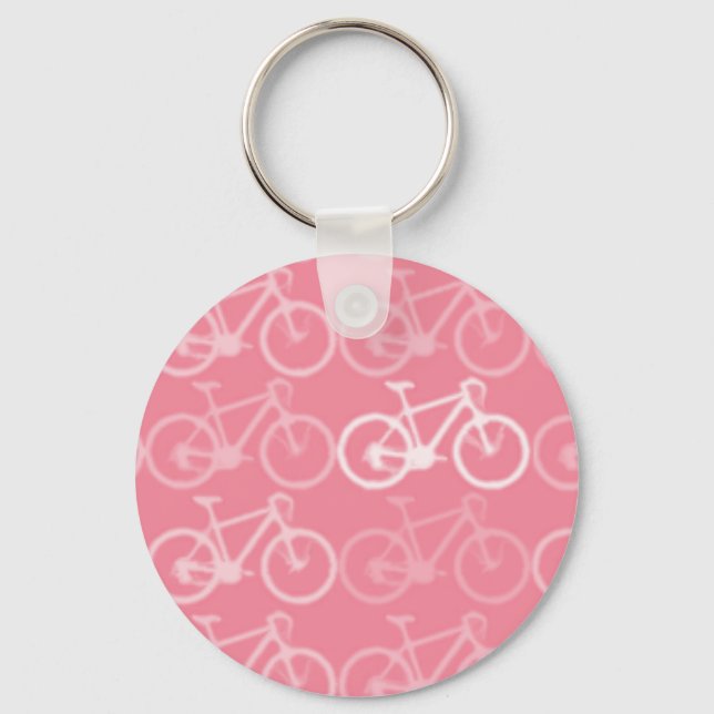 pink bicycles pattern key ring (Front)