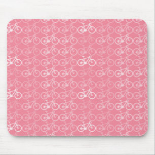 pink bicycles pattern mouse mat