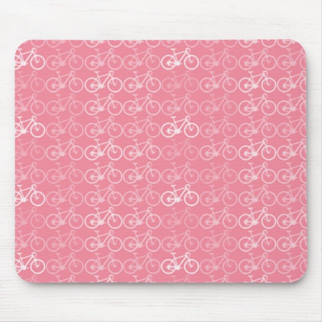 pink bicycles pattern mouse mat (Front)