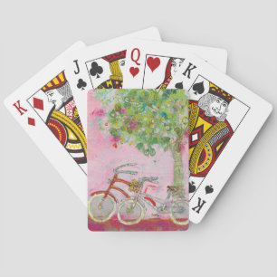 Pink Bicycles Playing Cards