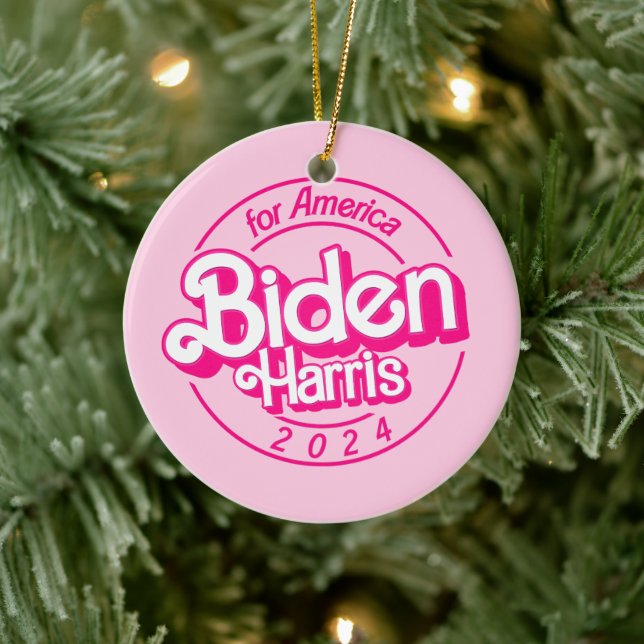 Pink Biden Harris 2024 Ceramic Tree Decoration (Tree)