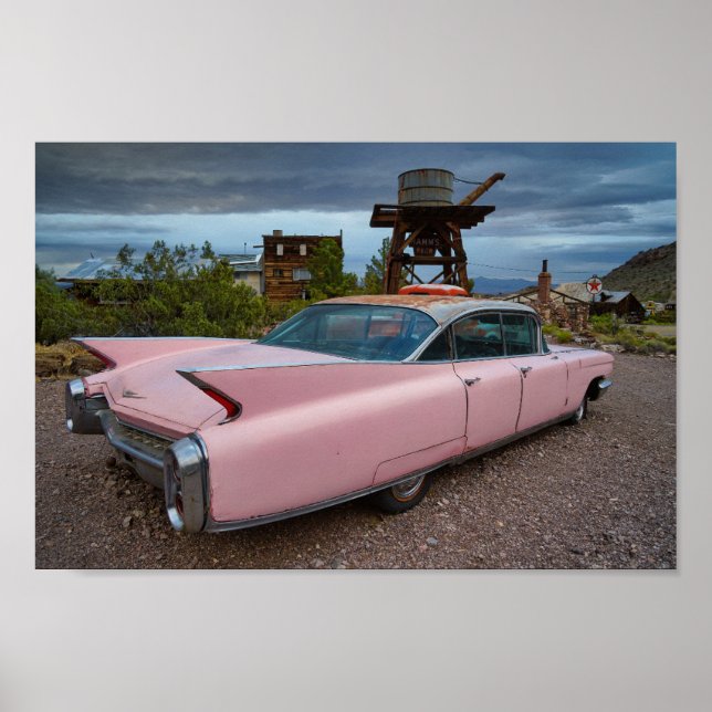 PINK BIG CLASSIC CAR FINS CADDY POSTER (Front)