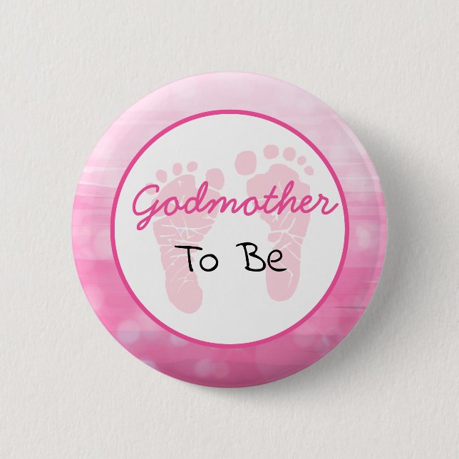 Pink Big Godmother to be Baby Shower 6 Cm Round Badge (Front)