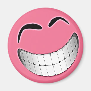Pink Big Grin Face Magnet