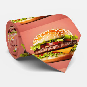 Pink Big Hamburger Tie - Themed Party Tie