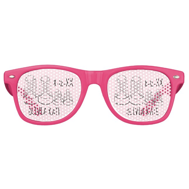 Pink Big Little Shoes Girl New Baby Shower Favour Retro Sunglasses (Front)