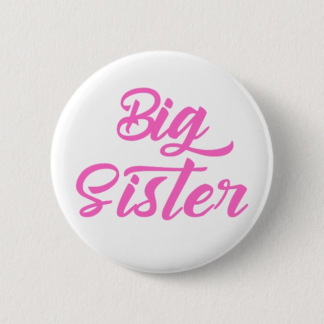 Pink Big Sister Typography 6 Cm Round Badge (Front)