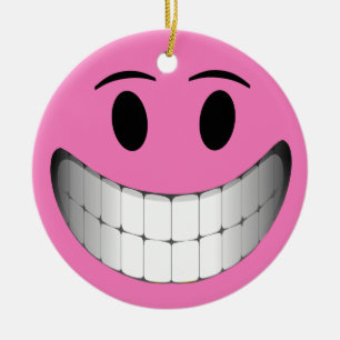 Pink Big Smile Face Ceramic Tree Decoration