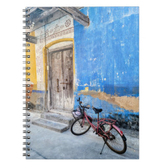 PINK BIKE on BLUE WALL in INDIA NOTEBOOK