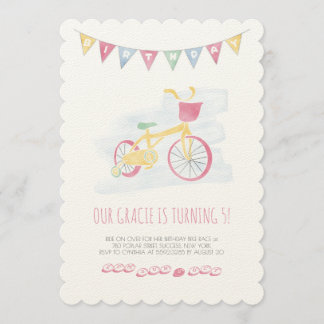 Pink Biking Birthday Invitation with soft colours