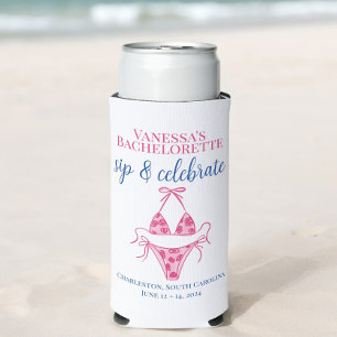 Pink Bikini Bachelorette / Custom Sip & Celebrate Seltzer Can Cooler
