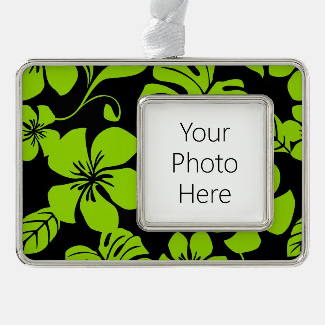 PINK BIKINI (BLACK/LIME) SILVER PLATED FRAMED ORNAMENT (Front)