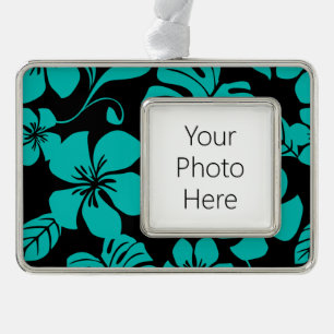 PINK BIKINI (BLACK/TEAL) SILVER PLATED FRAMED ORNAMENT