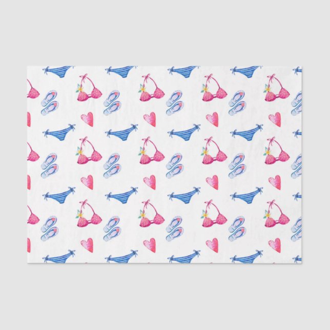 Pink Bikini & Flip Flops (Design 72 Pink Series) Tissue Paper (Front)