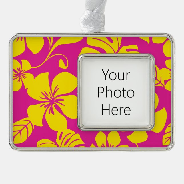 PINK BIKINI (HOT PINK/YELLOW) SILVER PLATED FRAMED ORNAMENT (Front)