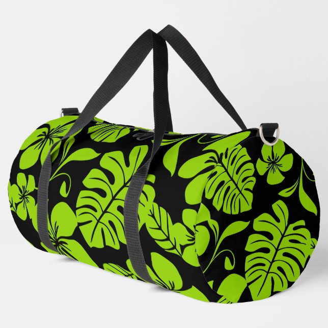 PINK BIKINI PATTERN IN BLACK/LIME DUFFLE BAG (Left Corner)