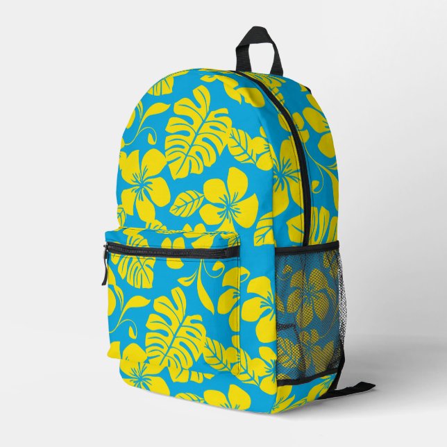 PINK BIKINI PATTERN IN BLUE/YELLOW PRINTED BACKPACK (Back Corner Right)
