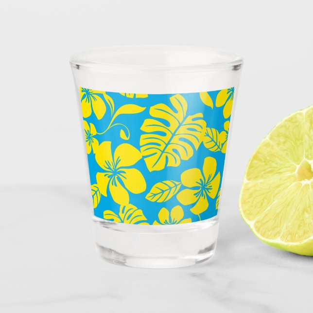 PINK BIKINI PATTERN IN BLUE/YELLOW SHOT GLASS (Front)
