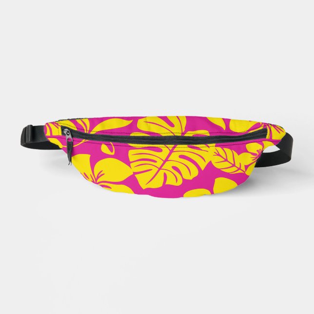 PINK BIKINI PATTERN IN HOT PINK/YELLOW BUM BAGS (Front)