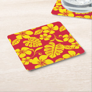 PINK BIKINI (RED/GOLD) SQUARE PAPER COASTER