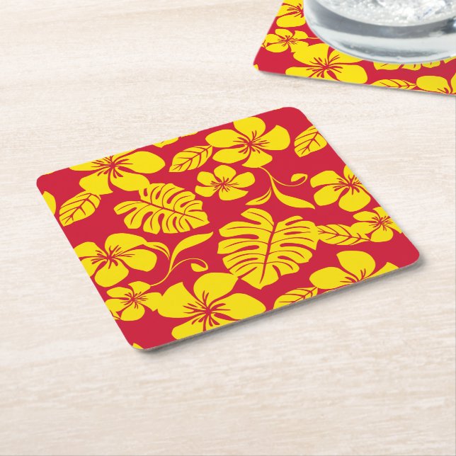 PINK BIKINI (RED/GOLD) SQUARE PAPER COASTER (Angled)