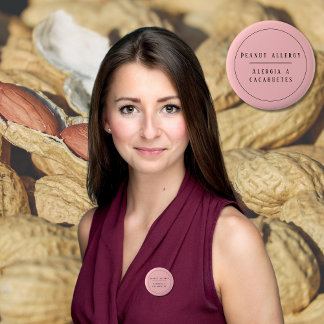 Pink Bilingual Peanut Allergy Alert Spanish 6 Cm Round Badge