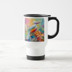 Pink Billed Red Breasted Fantasy Bird Travel Mug