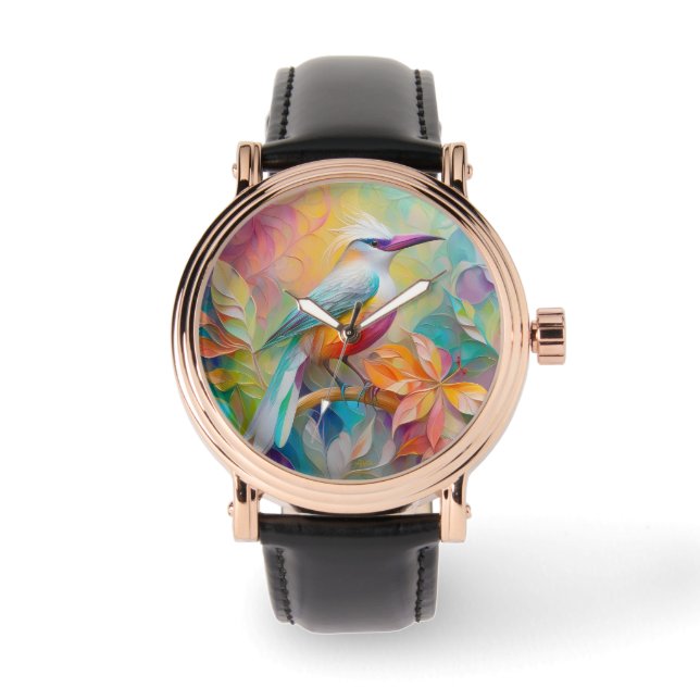Pink Billed Red Breasted Fantasy Bird Watch (Front)