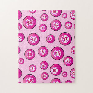 Pink Bingo Balls Fun Jigsaw Puzzle