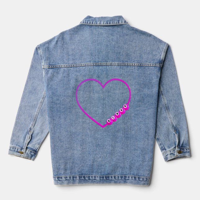 Pink BINGO Heart Denim Jacket (Back)