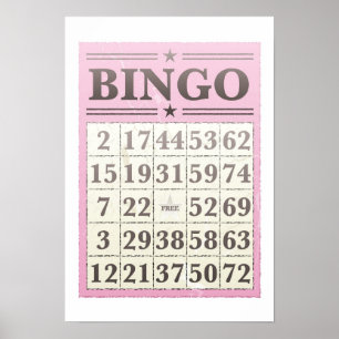 Pink Bingo Score Card Poster