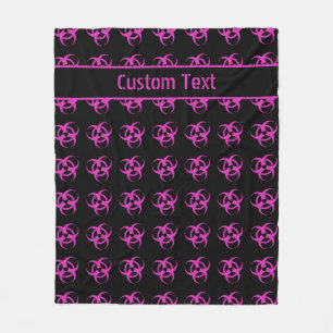 Pink Biohazard Symbol Blanket with Custom Text