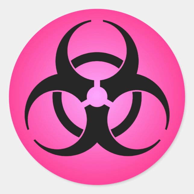 Pink Biohazard Symbol Classic Round Sticker (Front)