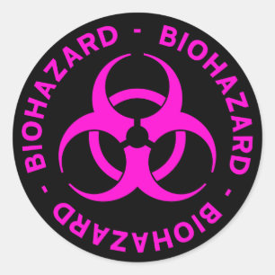Pink Biohazard Symbol Classic Round Sticker