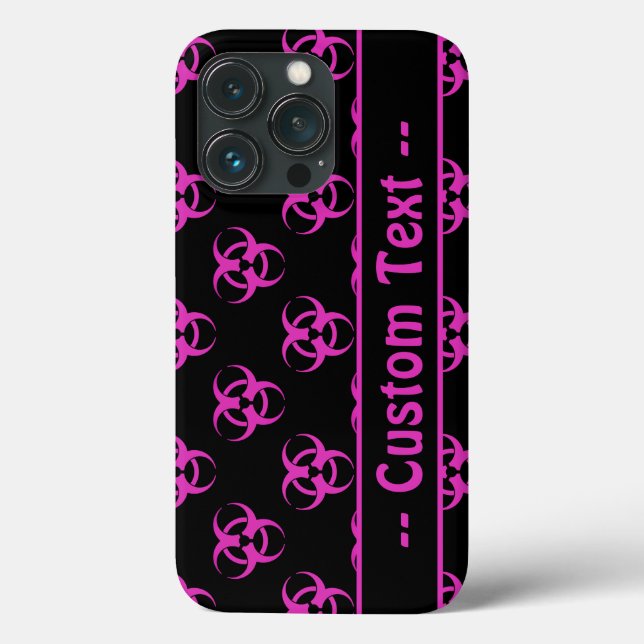 Pink Biohazard w/ Custom Text Case-Mate iPhone Case (Back)