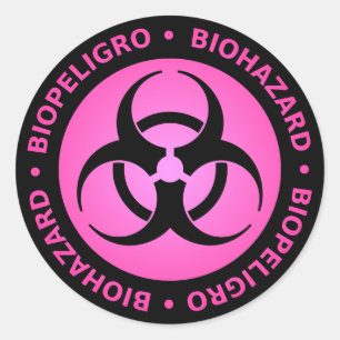 Pink Biohazard Warning Sticker