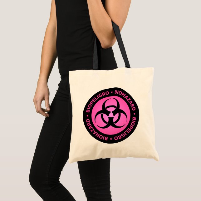 Pink Biohazard Warning Tote Bag (Front (Product))