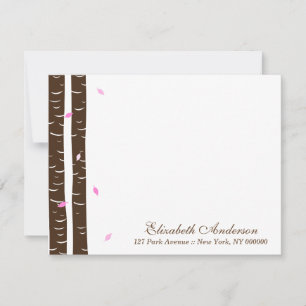 Pink Birch Trees Flat Note Cards