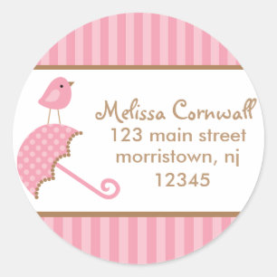 Pink Bird Address Labels