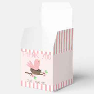 Pink Bird And Nest Baby Shower Favour Box