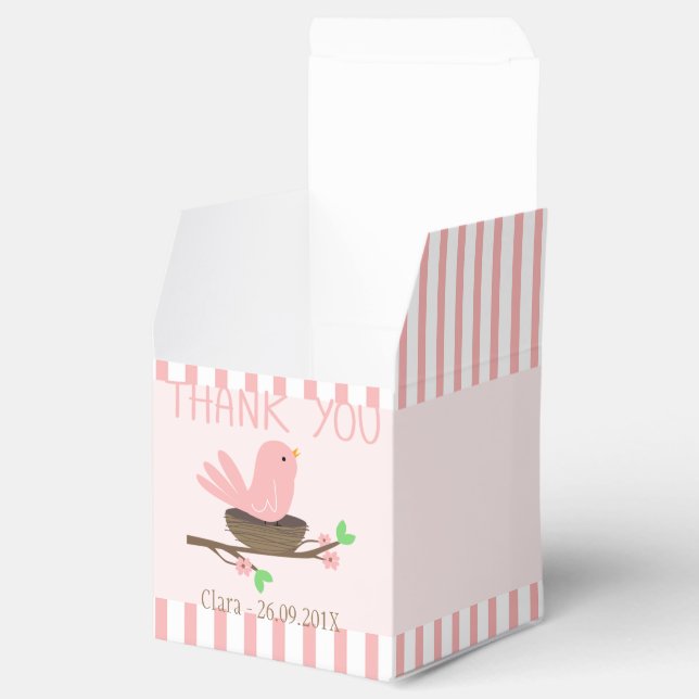 Pink Bird And Nest Baby Shower Favour Box (Opened)