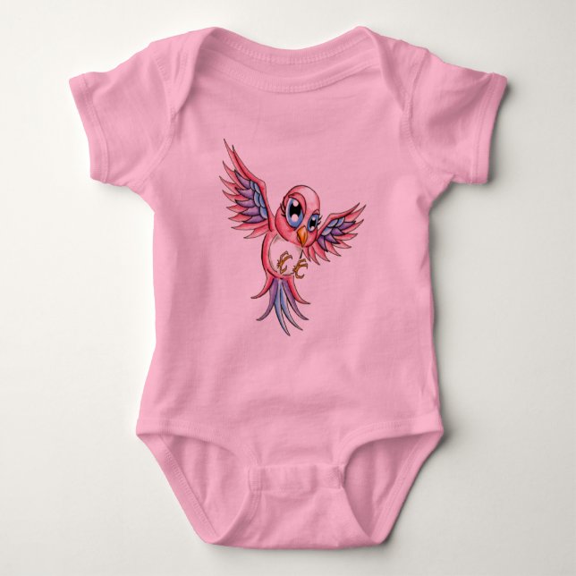 Pink Bird Baby Bodysuit (Front)