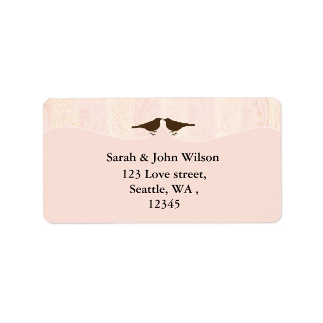 pink bird cage, love birds return address labels (Front)