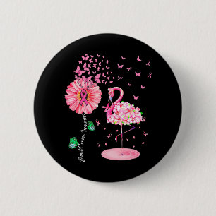 Pink Bird Flamingo Breast Cancer Awareness 6 Cm Round Badge